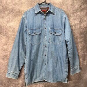 Wolverine Blanket Fleece Lined Denim Shirt Jacket Shacket Mens S Ranch Western
